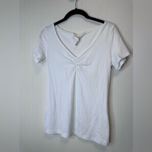 H&M Classic White V-Neck Women's Top
